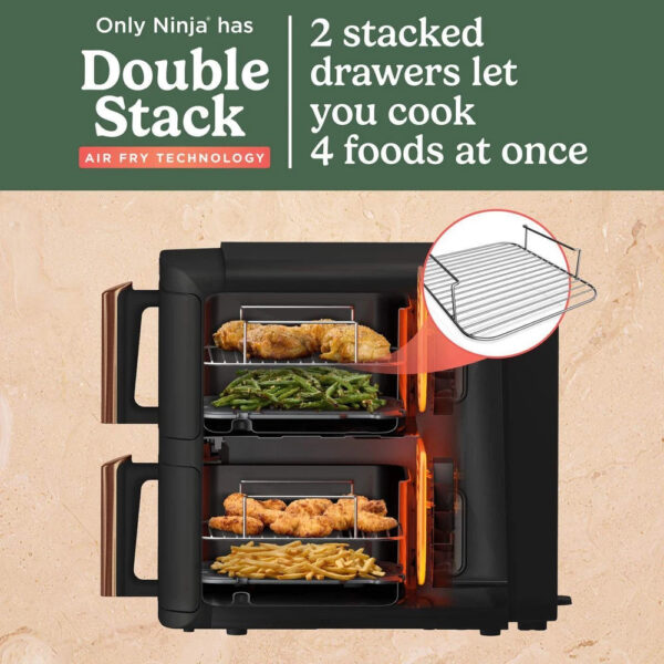 Ninja Double Stack XL Air Fryer - [SL400UK] Dual Zone, Copper - Image 11